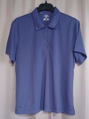 Monterey Club Dry-Swing Golf Polo Women's XL Periwinkle Blue Purple Rhinestone